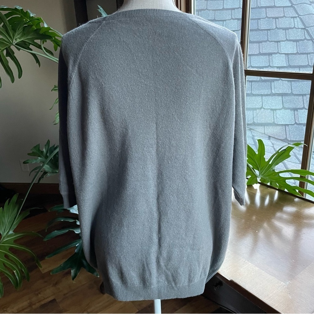 Autumn Cashmere Taupe Gray Cashmere Crew Neck Short Sleeve T Shirt Sweater - Picture 2 of 9